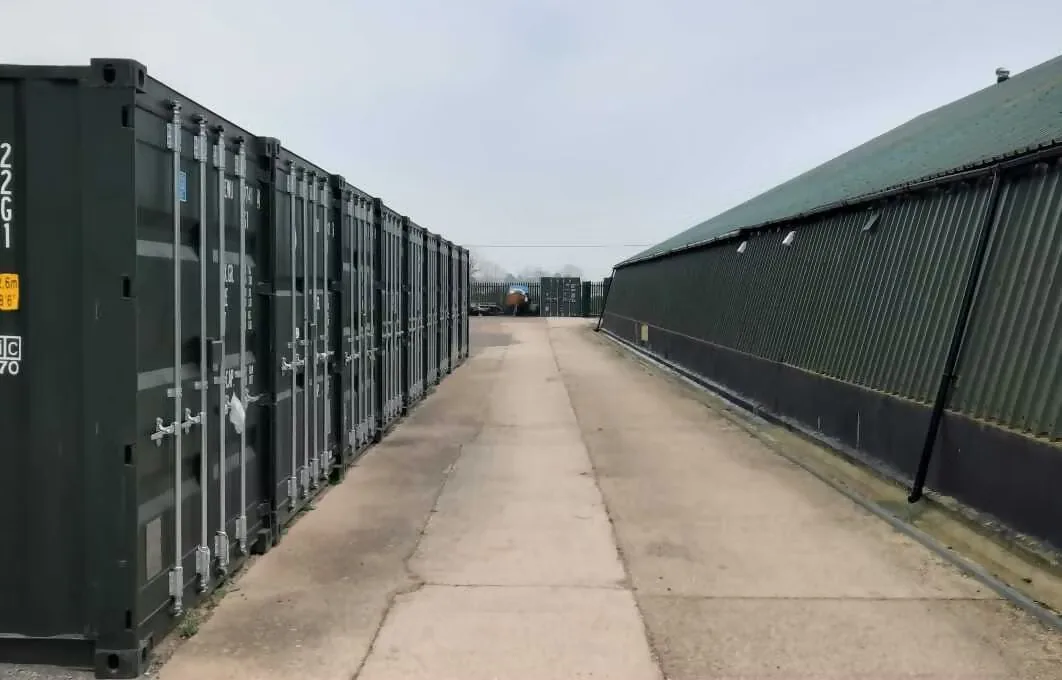 Storage containers lined up on site